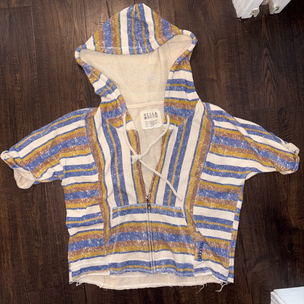 Billabong Striped Hoodie Jacket - Blue, Yellow, Brown